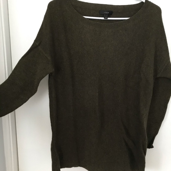 J crew dark green knit sweater scoop neck XS - Picture 1 of 7